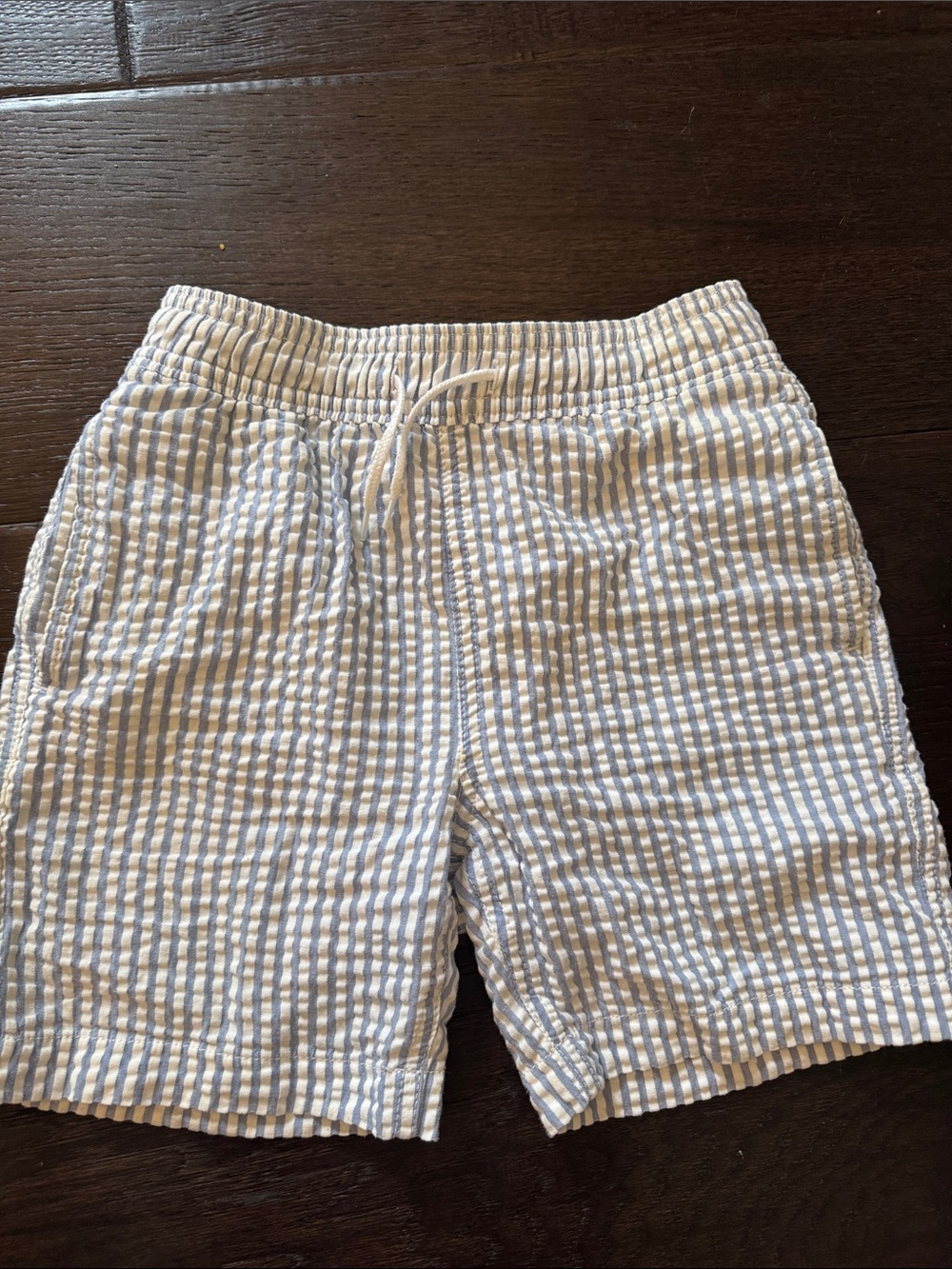 Crewcuts Boys Blue and White Seersucker Swim Trunks